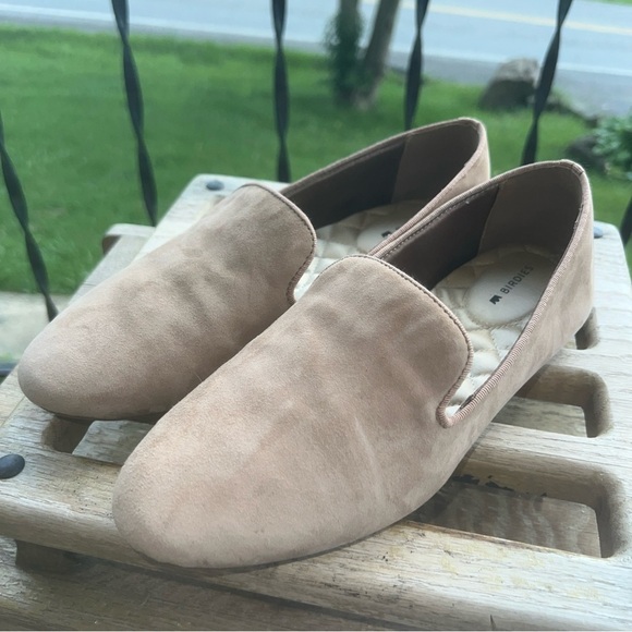 Birdies Shoes Womens 7.5 Tan Suede Leather Flats Quilted Lining Slip Resisitant - Picture 2 of 11